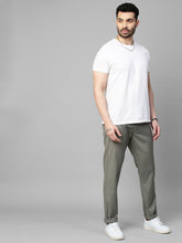 Genips Men's Green Cotton Stretch Caribbean Slim Fit Self Design Trousers
